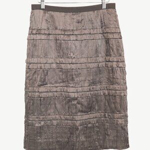 Dolce & Gabbana Brown Gathered-Silk Pencil Skirt
